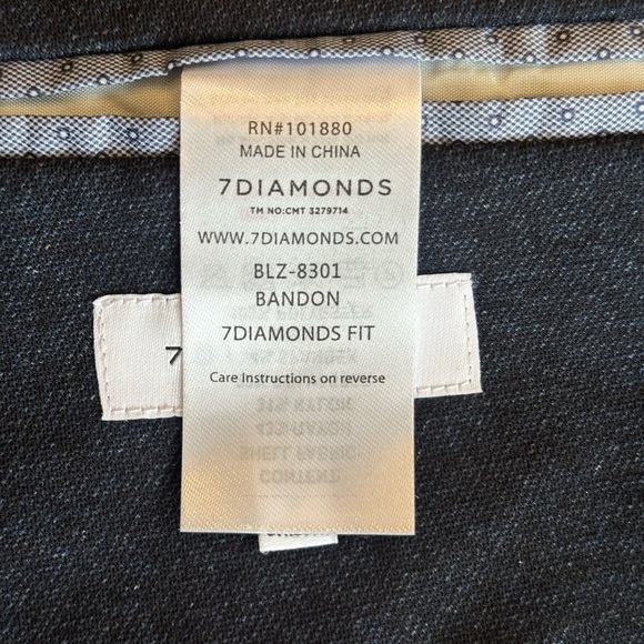 7Diamonds | Dark Blue “Bandon” Stretch Slim Fit Blazer, Size L - Picture 7 of 9